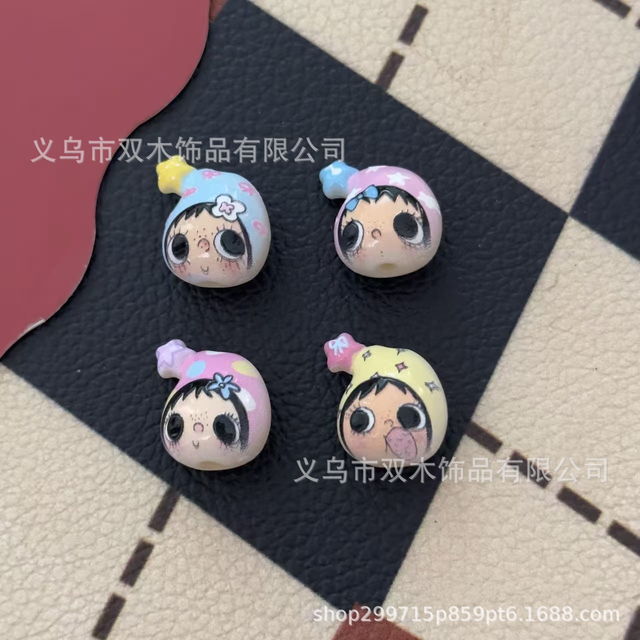 Phone Accessories Chain - 10個入りプリントレリーフスターハットユユアバタービーズDIY携帯電話チェーンバッグトレーラーハンギングキーチェーンアクセサリー