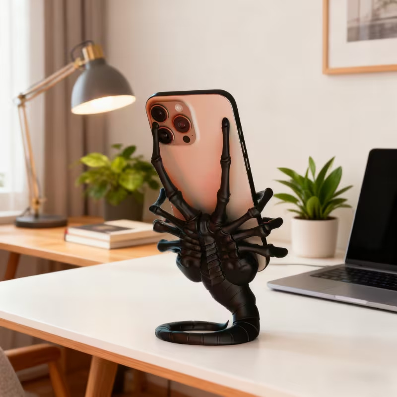 Phone Accessories Toys - クリエイティブなエイリアン・フェイスハガーのスマホスタンド、エイリアンのアクションフィギュアデスクトップオーナメント、楽しいオフィスデコレーション、映画ファンのためのコレクタブルギフト