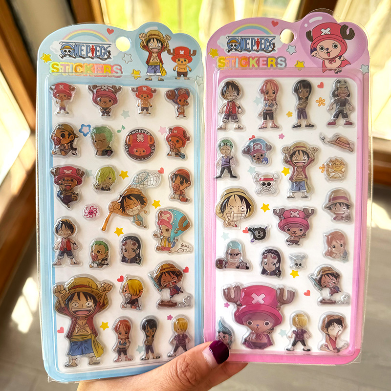 Phone Accessories Toys - 和風のかわいいワンピースステッカー漫画モンキー・D・ルフィ3Dレリーフクリスタルステッカー学生DIYスマホケース景品おもちゃギフト
