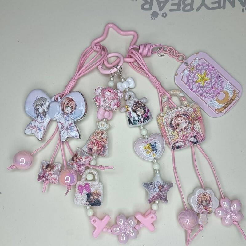 Phone Accessories Chain - 新モデルカードキャプターさくらガーリッシュハート創造性スターバックル電話チェーンキーホルダーバックパック吊り下げ装飾品親友ギフト