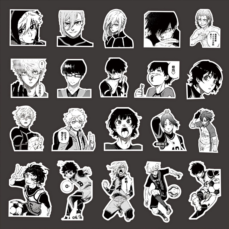 Phone Accessories Toys - 70 個ブルーロックアニメステッカー黒と白の漫画落書きステッカーデカール電話スケートボードノートブック落書きギフトおもちゃ