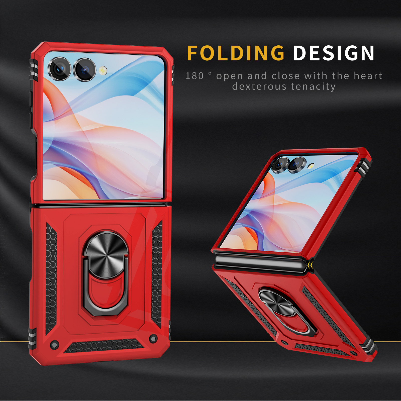 Phone Ring Holder - Samsung Galaxy Z Flip 7用 耐衝撃ミリタリーグレードスマホケース