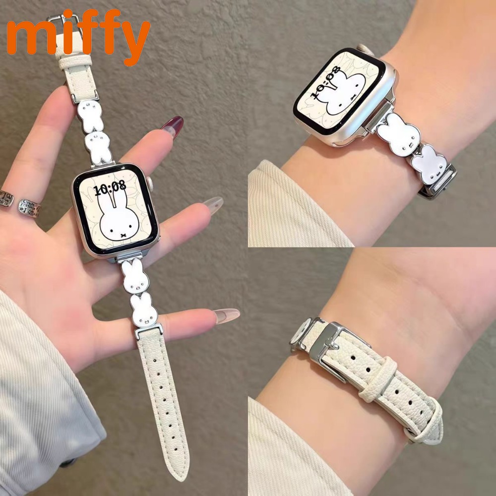 Airtag Holder Case - 新しいスタイルかわいいミッフィーかわいい ApplewatchS9 時計バンド漫画ウサギ 1011SE メタルスプライスレザー腕時計アクセサリーケースギフト