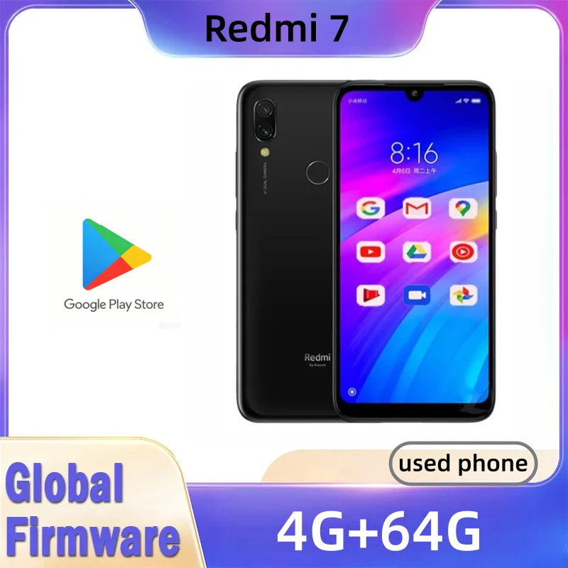 Xiaomi Phone Accessories - Xiaomi Redmi 7携帯電話（ケース付き）、デュアルSIMスロット、Android携帯電話、デュアルカメラ、中古携帯電話