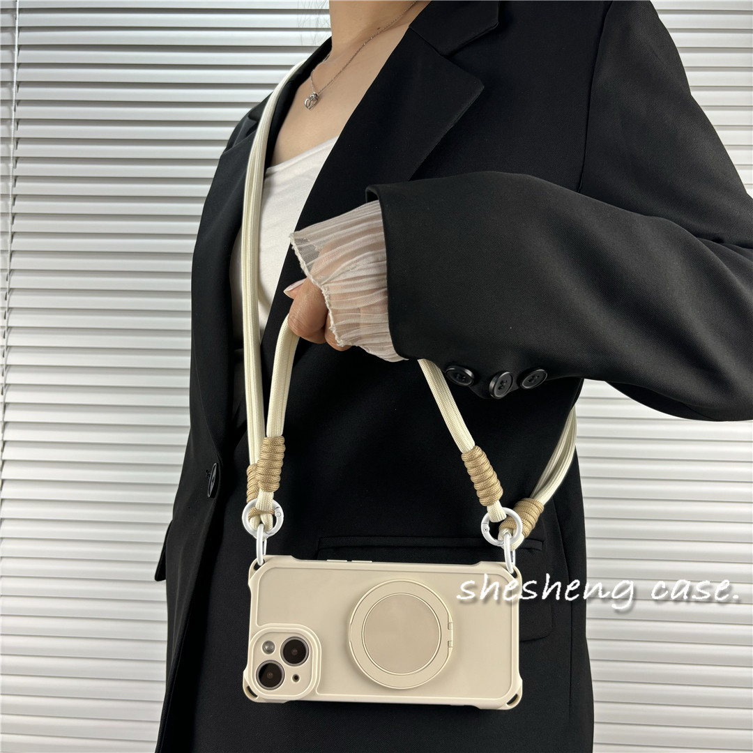 Phone Ring Holder - クロスボディストラップ電話ケース Xiaomi 17 promax リングホルダー耐衝撃マットソフトカバー調節可能なネックストラップ保護カバー