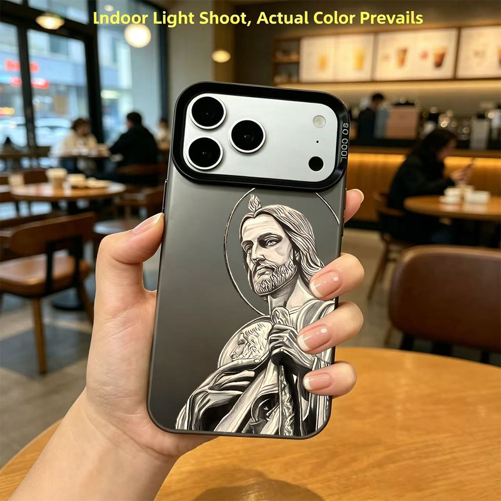 Apple Iphone 15 - サン・ジュダス・タデオ柄デザインのiPhoneケース（iPhone 18、17、16、15、14、13、12、11 Pro、Xs Max、Plus、Air、Mini、XR、X、17e、16e対応）保護カバー