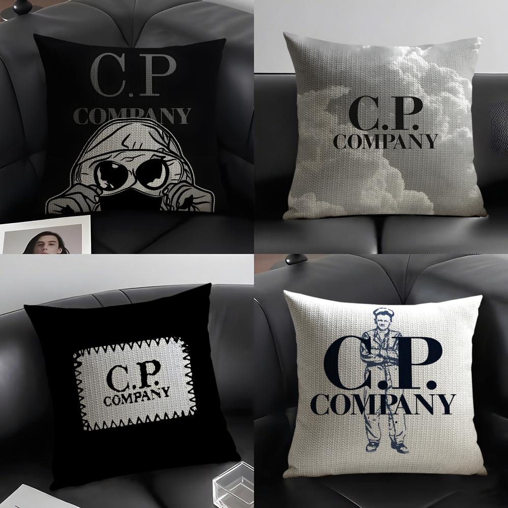 Phone Accessories Company - C-CP C-カンパニーロゴクッションカバーナチュラルリネンオーガニック生地両面印刷ソファホームデコレーションギフト枕カバー