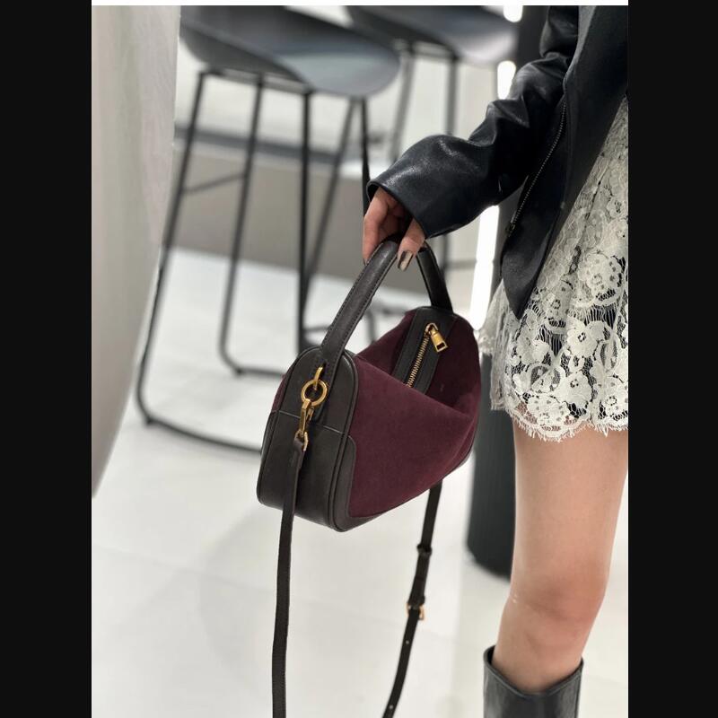 Phone Accessories Brand - 女性の本物のスエード牛革ショルダーバッグレトロ大容量牛クロスボディバッグハンドバッグ高級ブランドバッグアクセサリー
