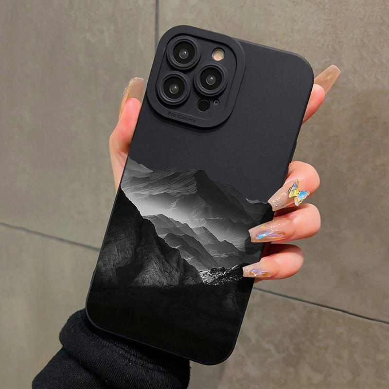 Xiaomi Phone Accessories - ブラックマウンテン INSデザイン シリコン製スマホケース Xiaomi Redmi Note