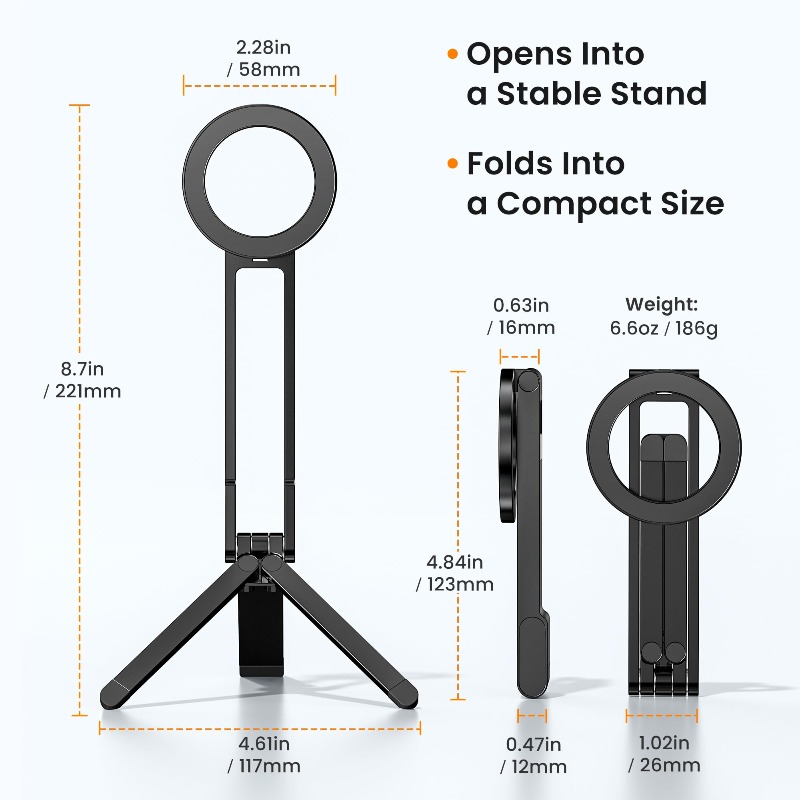 Phone Accessories For Photography - ポケットマグネット式スマホホルダー 多機能折りたたみ三脚 水平・垂直対応 ハンドヘルド写真撮影 ライブストリーミングスタンド