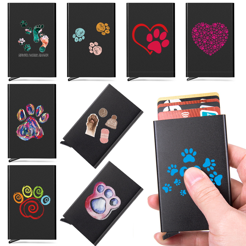 Nfc Card Reader - アルミ製RFIDカードホルダー NFCブロッキングリーダー 足跡パターン ウォレット ポケットケース スリム保護