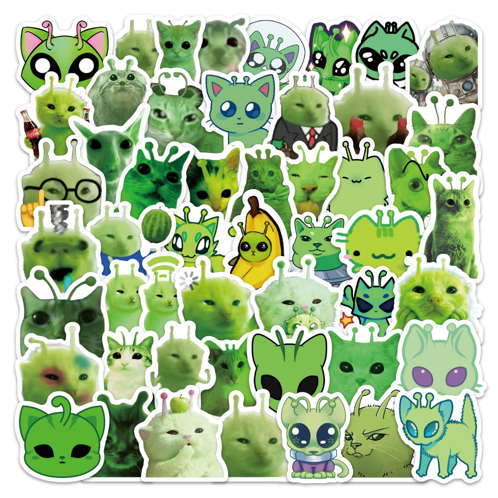 100枚入り 楽しいエイリアン猫の絵文字ステッカー おもちゃ - Phone Accessories Toys のレビューと価格