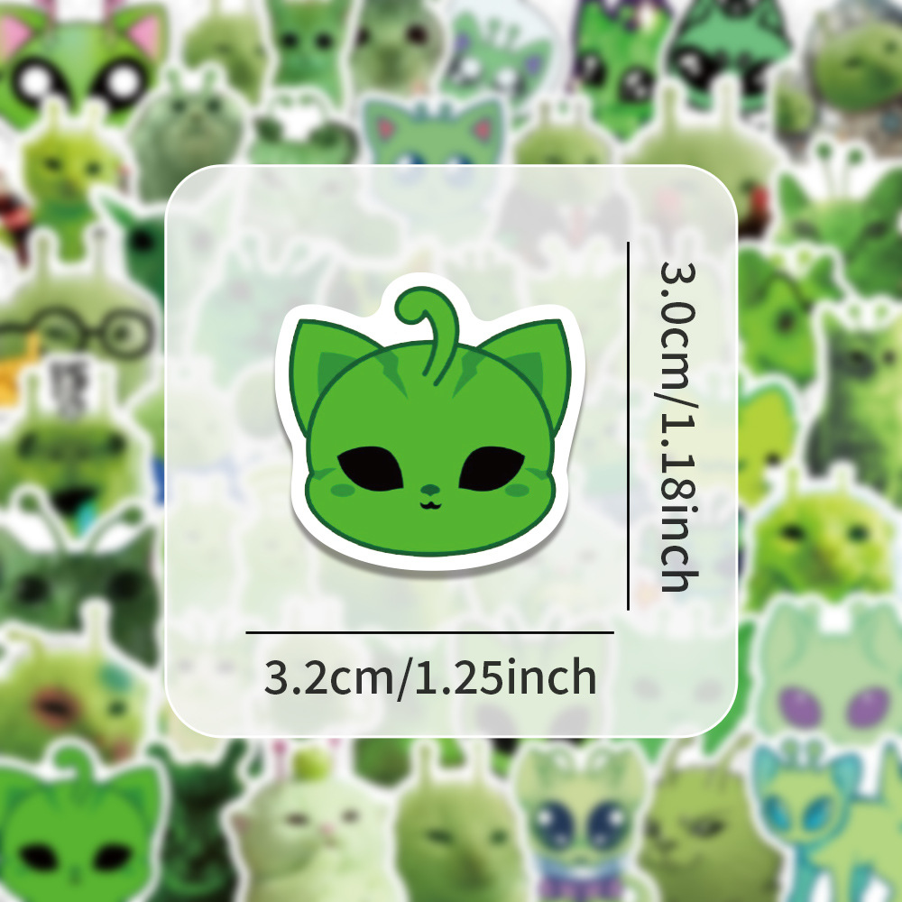 100枚入り 楽しいエイリアン猫の絵文字ステッカー おもちゃ - Phone Accessories Toys のレビューと価格