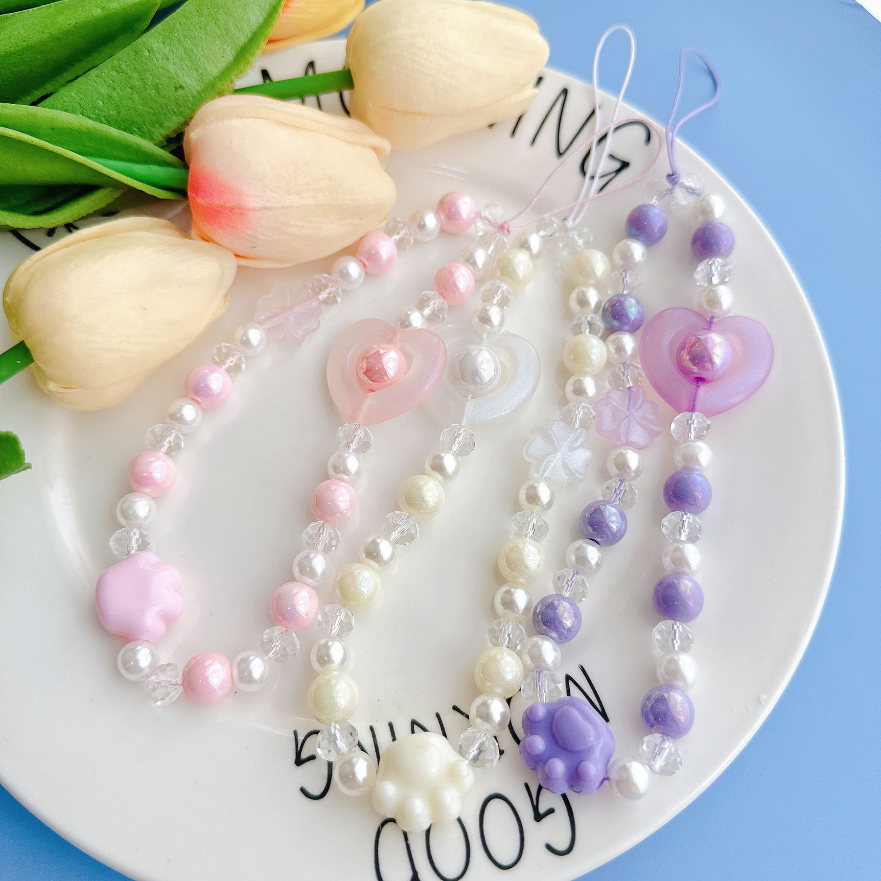新しい新鮮な女の子カラーマッチング愛猫爪 DIY ビーズ電話 - Phone Accessories Hanger のレビューと価格