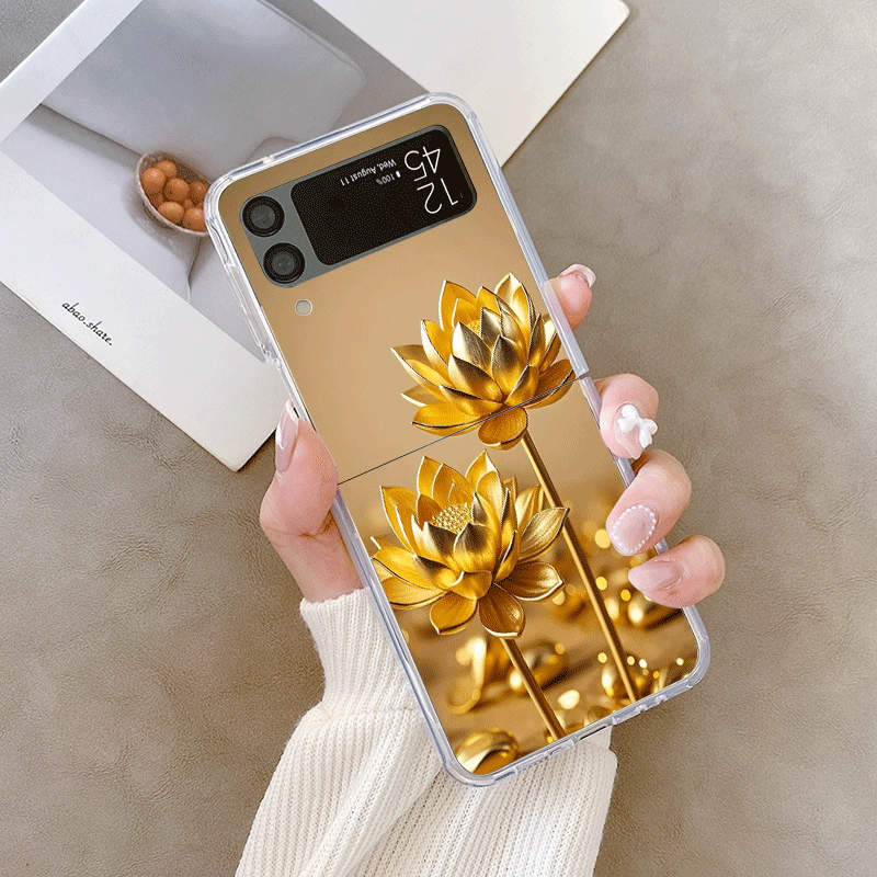 クリエイティブな金色の蓮の花模様のスマホケース、Samsun - Z Phone Accessories のレビューと価格