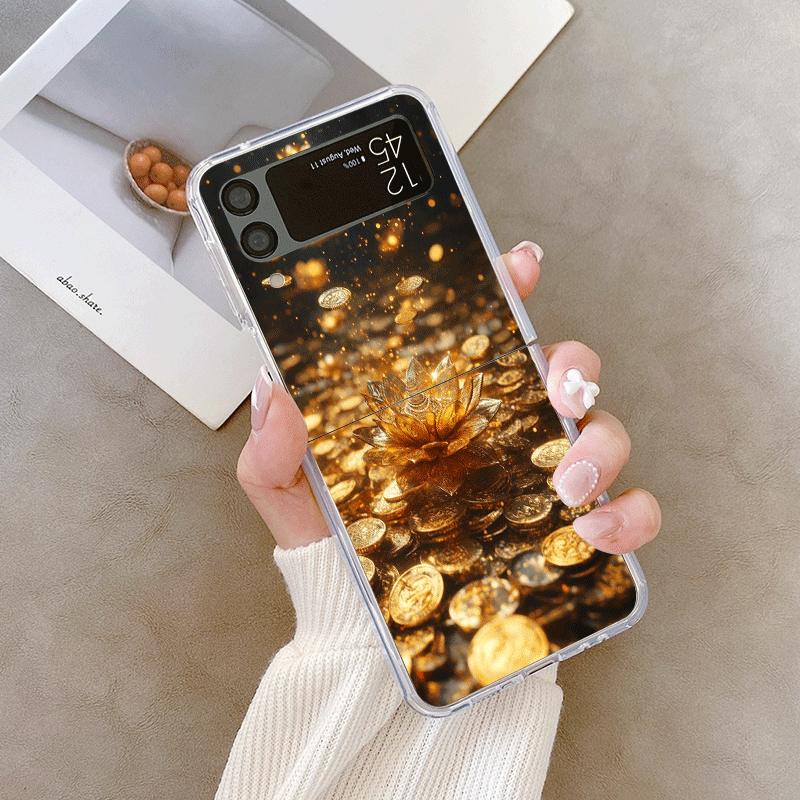 クリエイティブな金色の蓮の花模様のスマホケース、Samsun - Z Phone Accessories のレビューと価格