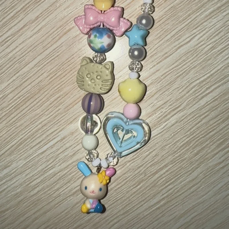漫画ウサハナカラフルなビーズ電話チャーム学生バックパックジッ - Phone Accessories For Photography のレビューと価格