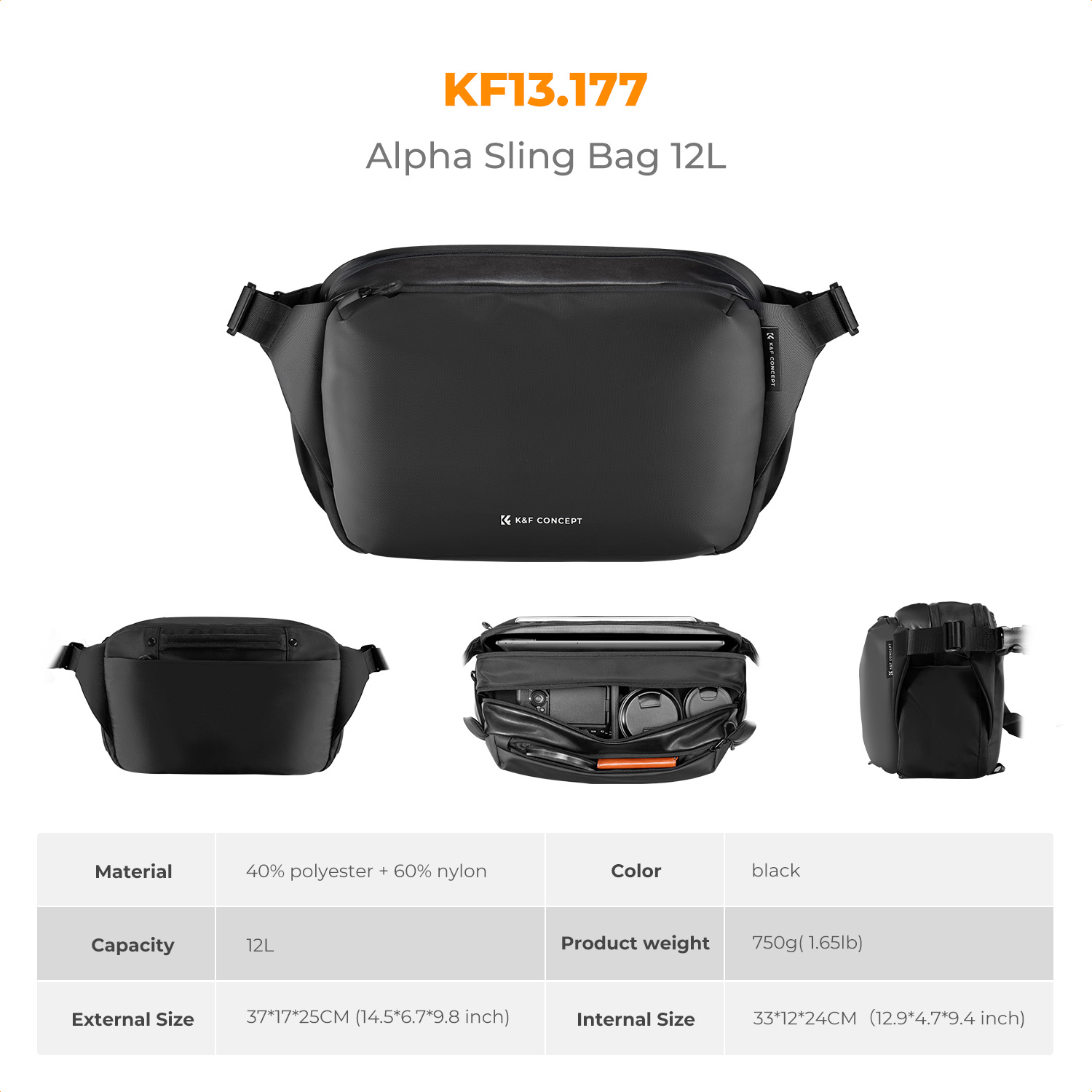 K&F CONCEPT 12L/10L カメラスリングバッグ - Phone Accessories For Photography のレビューと価格