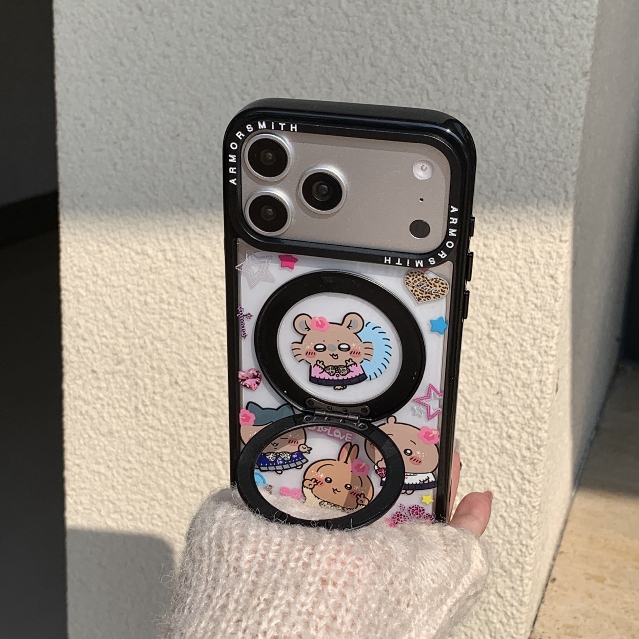 かわいいうさぎハチワレアクリル電話チャームブラックビーズチェ - Phone Accessories Chain のレビューと価格