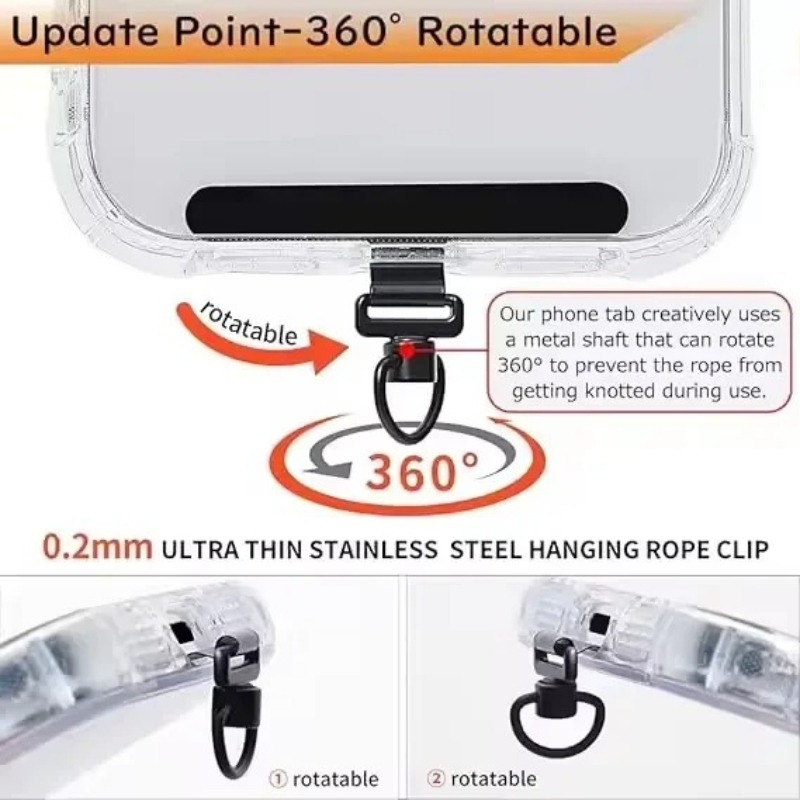 360度回転式スマホランヤードクリップ、金属製ステンレス鋼テ - Phone Ring Holder のレビューと価格