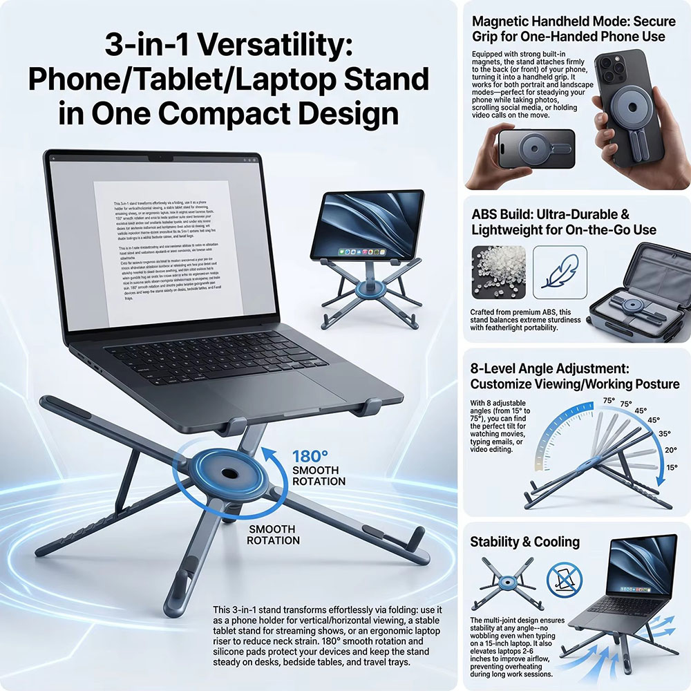 携帯電話用マグネット式ホルダー＆自撮り棒 3-in-1 折り - Phone Accessories For Photography のレビューと価格