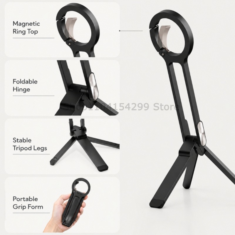 360 °   回転式金属製車載ホルダーリング付きマグセーフ - Phone Ring Holder のレビューと価格