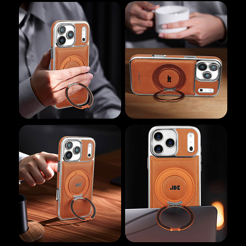 高級マグネット式360度回転キックスタンド付きレザー製iPh - Phone Ring Holder のレビューと価格