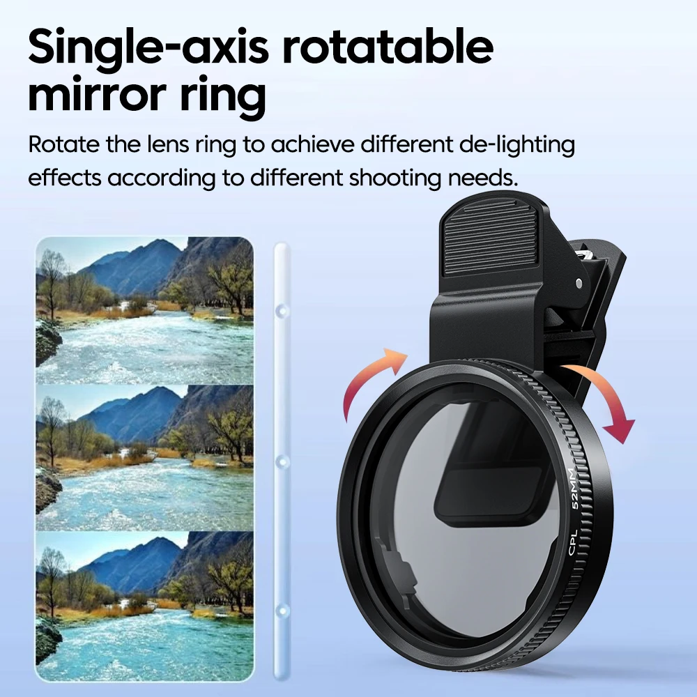新しい52mm CPL携帯電話レンズフィルターレンズクリップ - Phone Accessories For Photography のレビューと価格