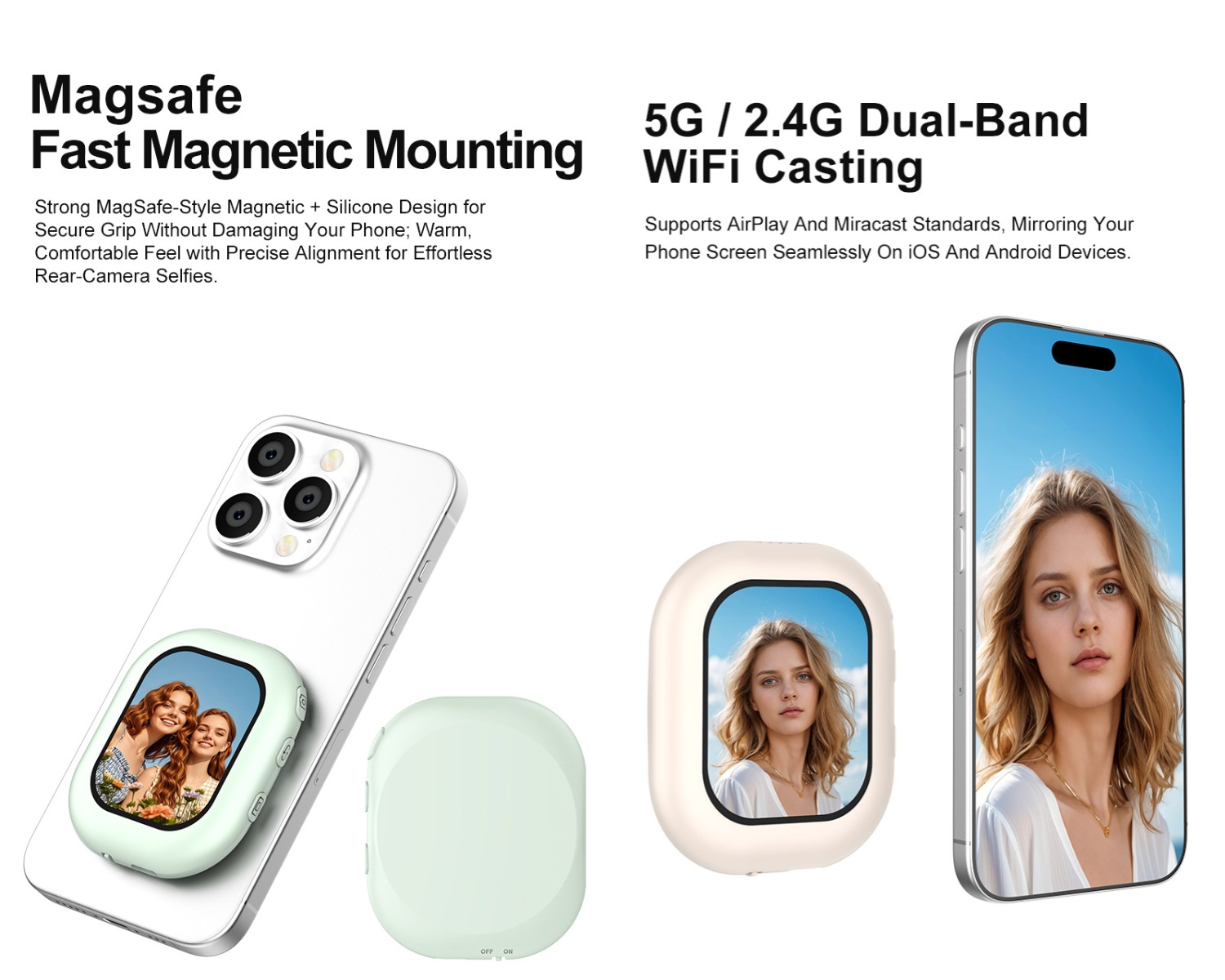 ワイヤレスミニ磁気セルフィースクリーンモニター iPhone - Phone Accessories For Photography のレビューと価格